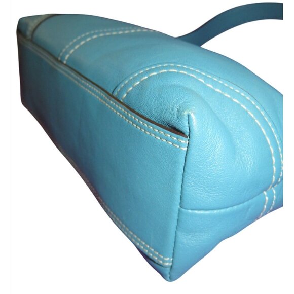 Coach 2007 Blue Leather Hampton Demi Baguette Satchel Bag - Picture 9 of 11